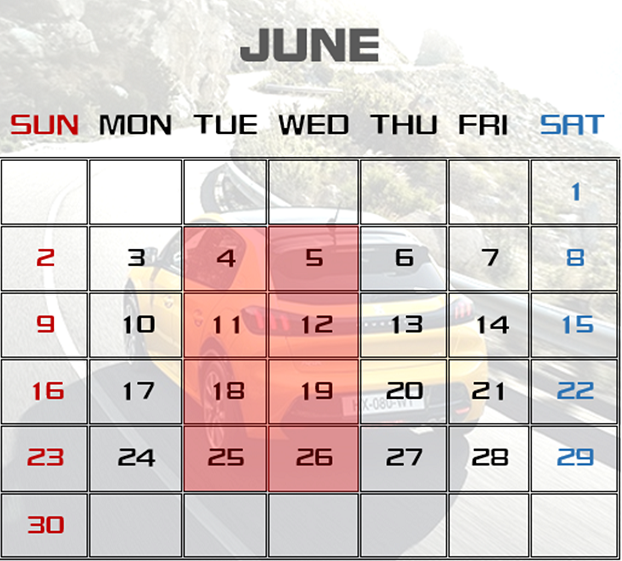 6月の営業カレンダー
