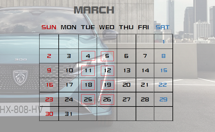 3月営業カレンダー