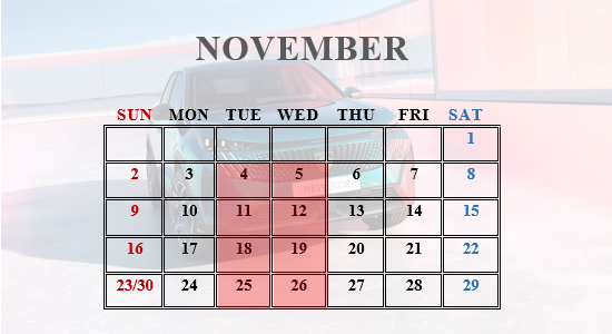 11月営業カレンダー